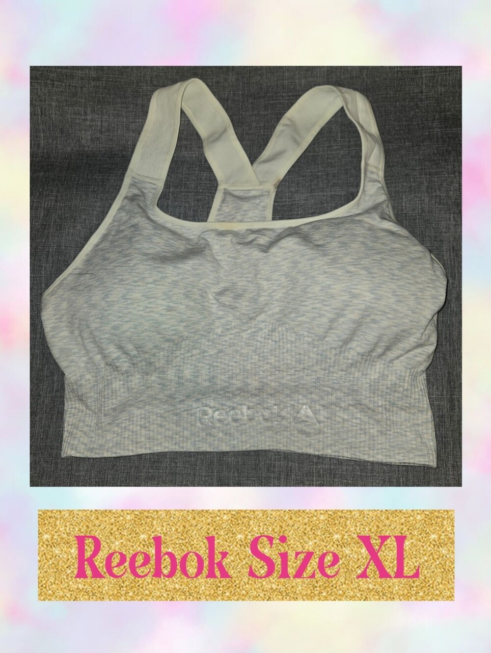 Reebok Women's Light Gray Seamless Sports Bra - XL